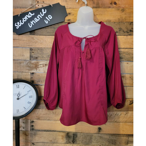 American Eagle Outfitters Tops - SALE-American Eagle women's maroon colored criss cross back top size large